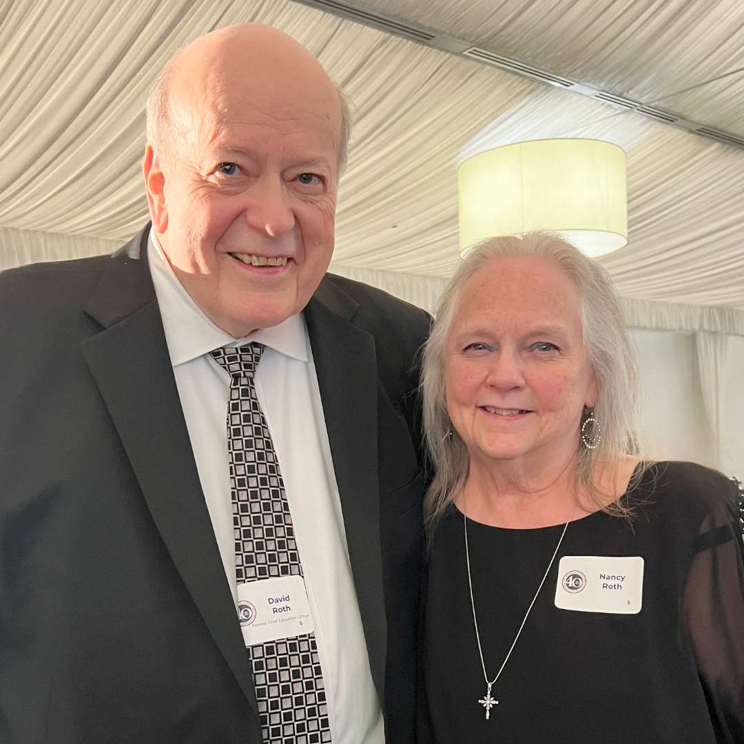 Dr. Roth and his wife, Nancy, celebrating the 40th anniversary of Christian Heritage Academy in October 2024.